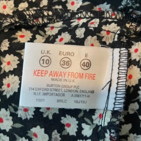 TOPSHOP Slip Dress Ditsy Floral Print Small Vintage 1990s Rare Made in UK - Picture 9 of 9